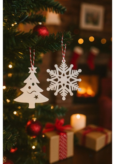 Yılbaşı Ağacı Süs Seti 11 Parça Beyaz Dekoratif Süsler Noel Dekorasyonu Christmas Decorations