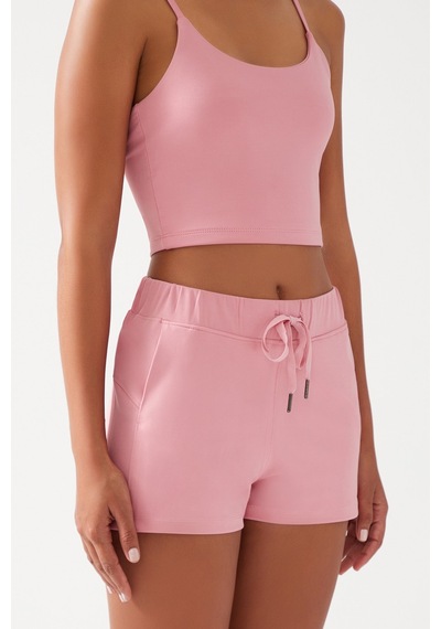 Los Ojos Kadın Pembe Cepli Beli Lastikli Basic Fit Spor Şort Shorts Pembe