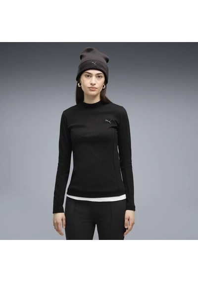 Puma Her Slim Rib Longsleeve Siyah Kadın T-shirt