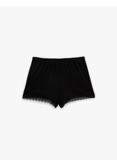 Koton Beli Lastikli Dantelli Paça Viskon Şort Pijama Altı Siyah 6slk80010mk Siyah