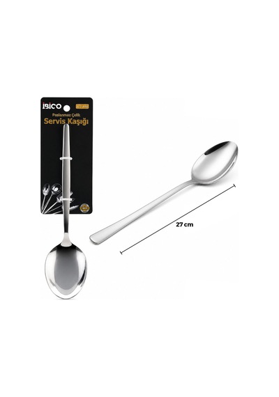 Metal Servis Kaşığı - Krom Renk - 27 Cm Çok Renkli