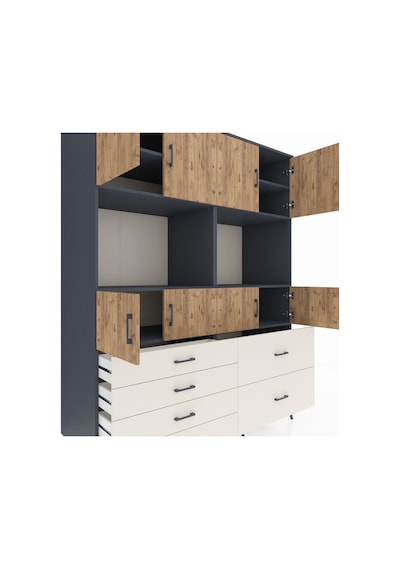 Kronos Gardrop 8 Raflı 6 Çekmeceli 8 Kapaklı 176x59x221 Antrasit-çam/aytaşı Çam/aytaşı Kronos Gardrop 8 Raflı 6 Çekmeceli 8 Kapaklı 176x59x221 Antrasit-çam/aytaşı Çam/aytaşı