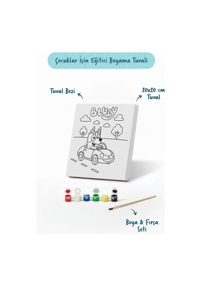 Bluey Araba Macerası Şövalesiz Boya Seti 20x20