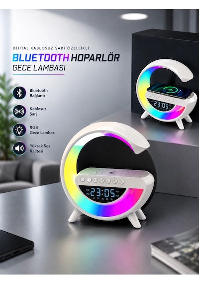 Bluetooth Hoparlör 15w Kablosuz Hızlı Şarj Led Gece Lambası 04666207