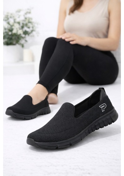 Kadın Ortopedik Hafif Taban Günlük Yürüyüş Ayakkabısı Esnek Rahat Sneaker Siyah