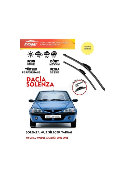 Dacia Solenza Silecek Silgi Silgeç Silgeç Silgi Seti 2005 Model Araca Özel Aparat