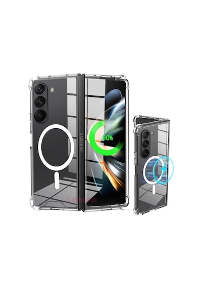 Samsung Galaxy Z Fold 5 Uyumlu Kılıf Clear Şeffaf Magsafe Wireless Şarj Destekli Sararmaz Silikon Resimde Görünen