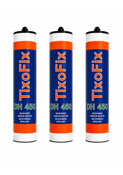 3'lü Tixofix Dh450 Beyaz Silikonize Akrilik Mastik 001 Beyaz