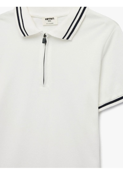 Koton Fermuar Detaylı Ekru Erkek Çocuk T-shirt 6skb10036tk Ekru