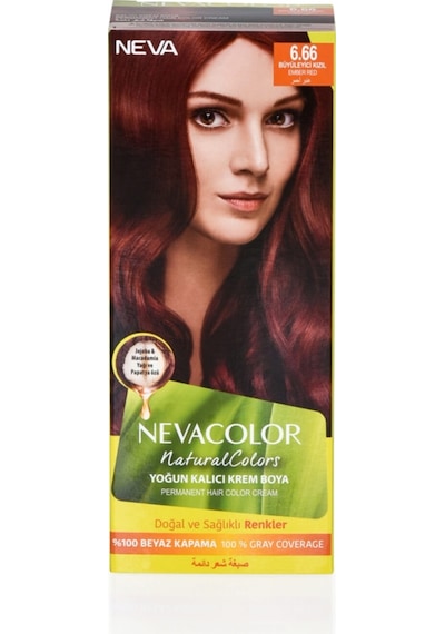 Neva Color Natural Colors 6.66 Büyüleyici Kızıl - Kalıcı Krem Saç Boyası Seti 8698636612319