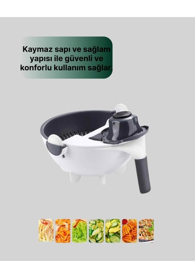5 Fonksiyonlu Döner Süzgeçli Rende Ve Dilimleyici Aparat Çok Renkli