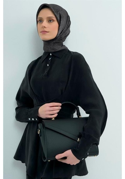 Armine İpek Eşarp 2026 Yaz - 9537-80 Füme Twill