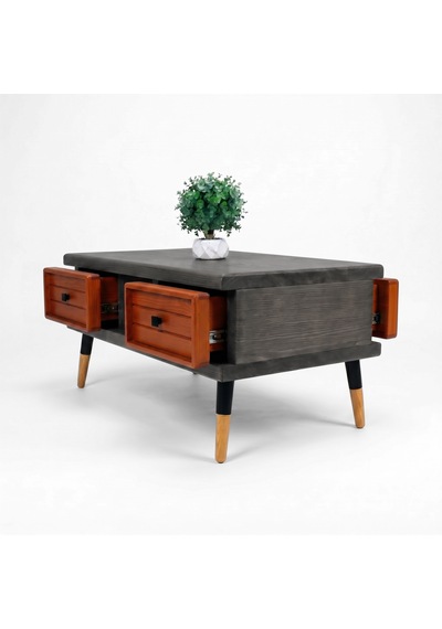 Mobenta Stria Brew: Modern Doğal Masif Orta Sehpa, 4 Çekmeceli - 110x60 An-bk Antrasit-bakır Mobenta Stria Brew: Modern Doğal Masif Orta Sehpa, 4 Çekmeceli - 110x60 An-bk Antrasit-bakır