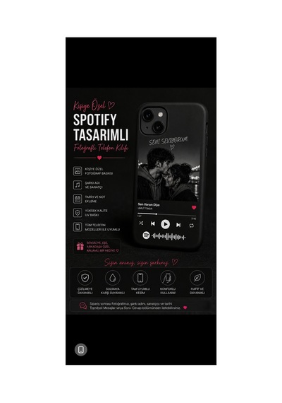 Redmi Kişiye Özel Spotify Tasarımlı Fotoğraflı Telefon Kılıfı Şarkı Kodlu Uv Baskılı Silikon Kılıf Siyah Redmi Kişiye Özel Spotify Tasarımlı Fotoğraflı Telefon Kılıfı Şarkı Kodlu Uv Baskılı Silikon Kılıf Siyah