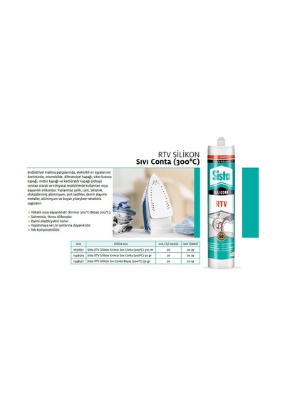 Sista Rtv Silikon Kartuş Kırmızı Sıvı Conta 310Ml Kırmızı