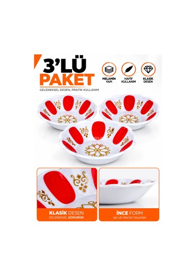 Geleneksel Çay Tabağı - Çay-kahve Bardak Altlığı 3-4-6-8 Li Kırmızı