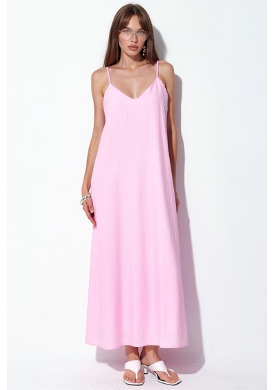 Hiccup Busem Kadın Düz Maxi Slip Elbise Allık Pembe