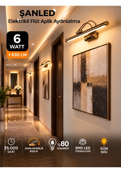 6w Elektrikli Flüt Led Aplik Eskitme Renk Gün Işığı Ayarlanabilir Başlık 1 Adet