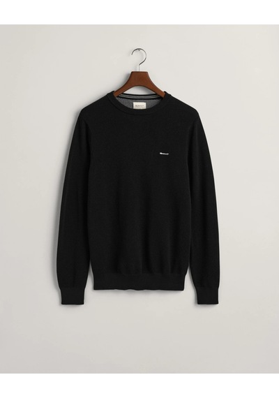 Gant Erkek Regular Fit Bisiklet Yaka Kazak-siyah Siyah