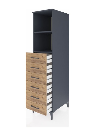 Kronos Dolap 2 Raflı 6 Çekmeceli 44x59x182 Antrasit-çam Antrasit