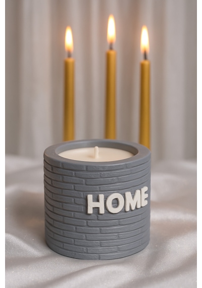 Dekoratif Kokulu Mum Home Gri Home