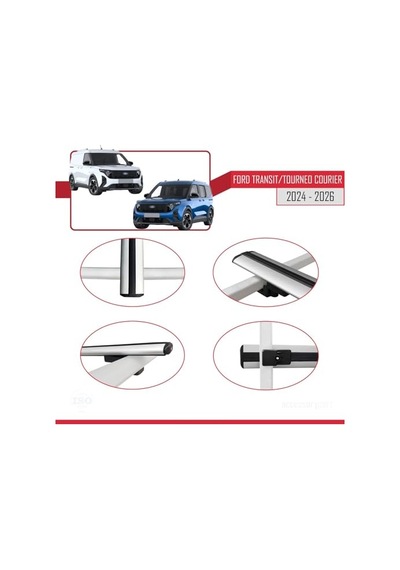 Apline Ford Transit/tourneo Courier 2024-2025 Arası İle Uyumlu Basıc Model Ara Atkı Tavan Barı Gri 2 Adet