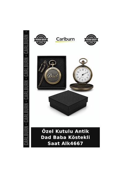 Özel Üretim Hediye Özel Kutulu Antik Dad Baba Köstekli Saat Alk4667 Çok Renkli