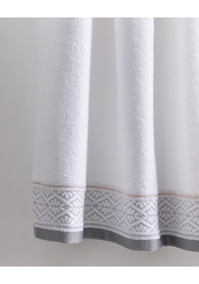 Alouette Pamuklu Banyo Havlusu - Beyaz/gri - 70x140 Cm 8684427297339 Çok Renkli