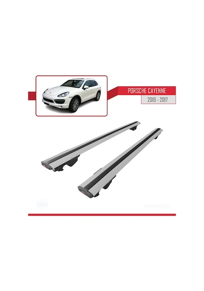 Porsche Cayenne 2010-2017 Arası İle Uyumlu Hook Model Anahtar Kilitli Ara Atkı Tavan Barı Gri