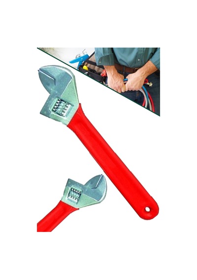 Kurbağacik Anahtar Ayarlanabilir Ingiliz Anahtarı 12" 300mm Kurbağacık Anahtar Kırmızı 1410