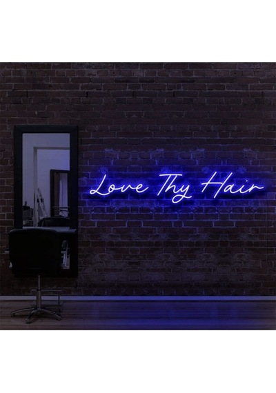 Love Thy Hair Yazılı Neon Tabela Mavi
