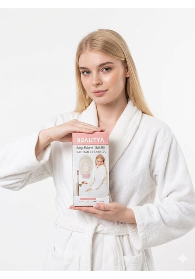 Ekru Banyo Duş Kesesi Peeling Eldiveni %100 Floş Ipek Normal Ciltler Için