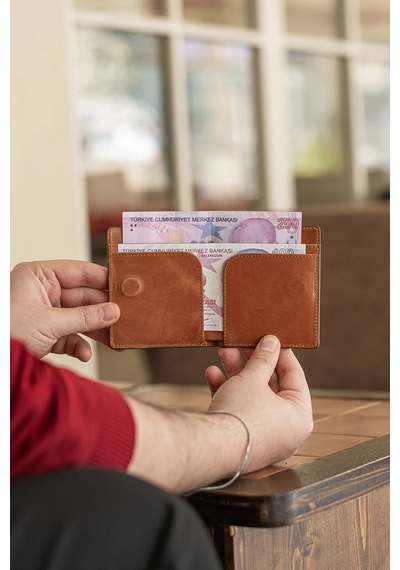 Getto Deri Magna Kişiye Özel İsim Baskılı Hakiki Deri Cüzdan Greyze Taba