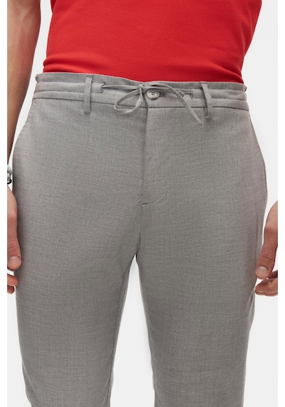 D's Damat Ds Damat Slim Fit Gri Beli Lastikli Bağcıklı Fermuarlı Likralı Rahat Jogger Pantolon 2HC03ORTJGR01 Gri