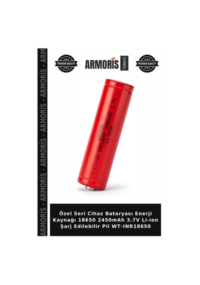 Özel Seri Cihaz Bataryası Enerji Kaynağı 18650 2450mah 3.7v Li-ion Şarj Edilebilir Pil Wt-ınr18650