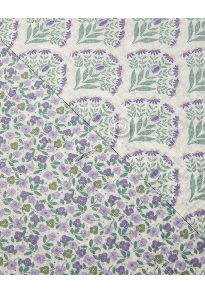 Ornament Petal Kolay Ütülenir Tek Kişilik Nevresim Seti 160x220 Cm Lila-yeşil