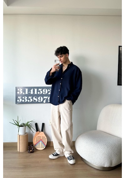 Chill Cozy Relax Fit Lacivert Gömlek-lacivert Lacivert