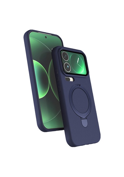 Xiaomi 17 Pro Max Uyumlu Magsafe Şarj Özellikli Standlı Halka Yüzüklü Samara Kılıf Kapak Lacivert