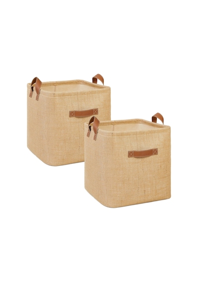 Textie 2'li Jüt Sepet Set 30 X 30 X 30 Cm Açık Ahşap
