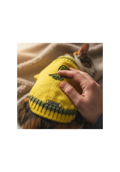 Kedi Ve Köpek İçin Dinazorlu Sarı Kazak