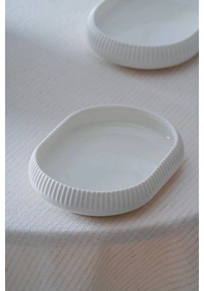 Acar Linea Porselen Oval Beyaz Tabak 14x10x3 Cm