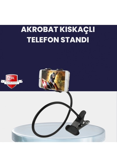 Mandallı Akrobat Telefon Tutucu Masa Ve Araç Uyumlu 500 G Taşıma Kapasiteli Çok Renkli