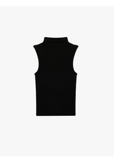 Koton Modal Karışımlı Slim Fit Kolsuz Dik Yaka Bluz Siyah 6sal30116ık Siyah