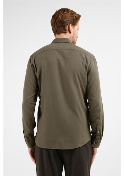 İmza Haki Düğmeli Yaka Uzun Kol Cepli Slim Fit Pamuk Gömlek 1004255213 L