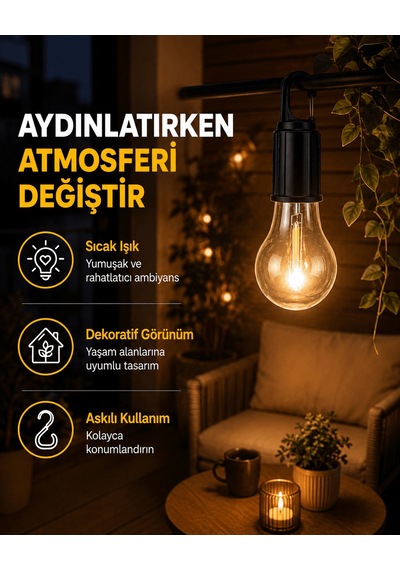 C Tipi Şarjlı Asılabilir Kamp Feneri A