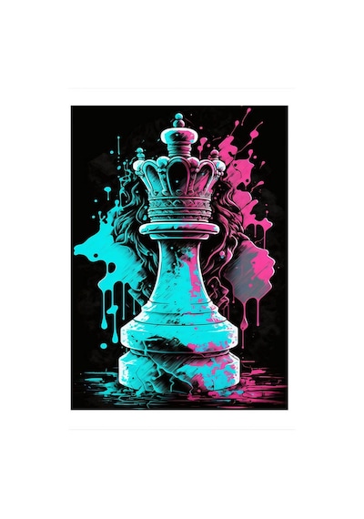 Satranç Taşı Model Ahşap Tablo, 50cm X 70cm