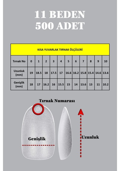 500 Adet Yeni Nesil Jel Destekli Yuvarlak Kısa Takma Tırnak Seti Kısa Yuvarlak