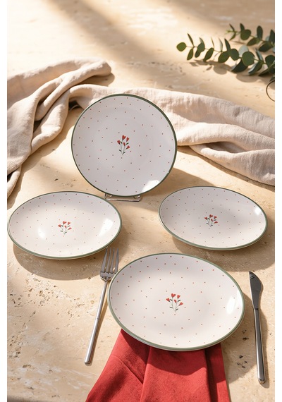 Keramika Red Bloom Pasta Tabağı 20 Cm 4 Adet 23974 Çok Renkli