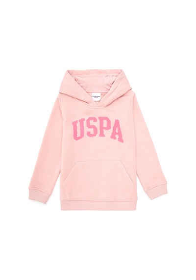 U.S. Polo Assn. Kız Çocuk Toz Pembe Kapüşonlu Basic Sweatshirt 50292512-VR050
