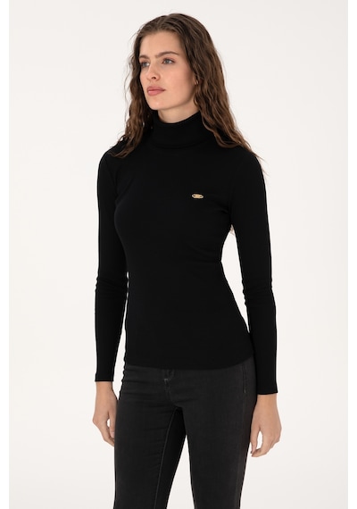 U.S. Polo Assn. Kadın Siyah Balıkçı Yaka Sweatshırt 50313430-VR046